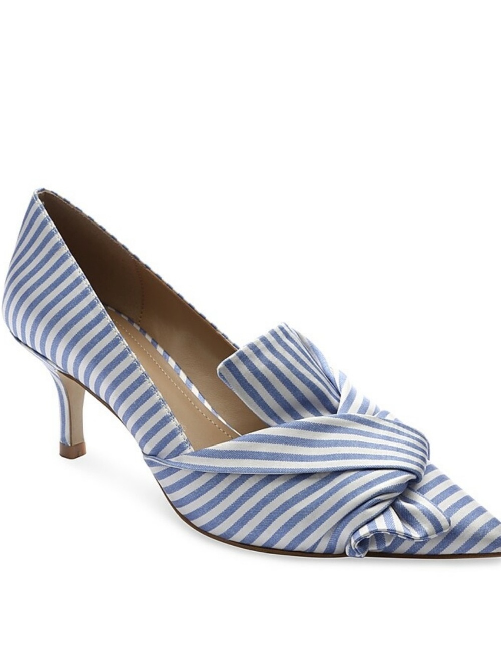 Gunmetal Gunnii Blue White Striped Knot Pointed-Toe Flats